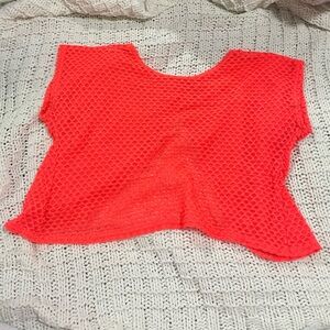 Women's Coral Mesh Top with opening in the back